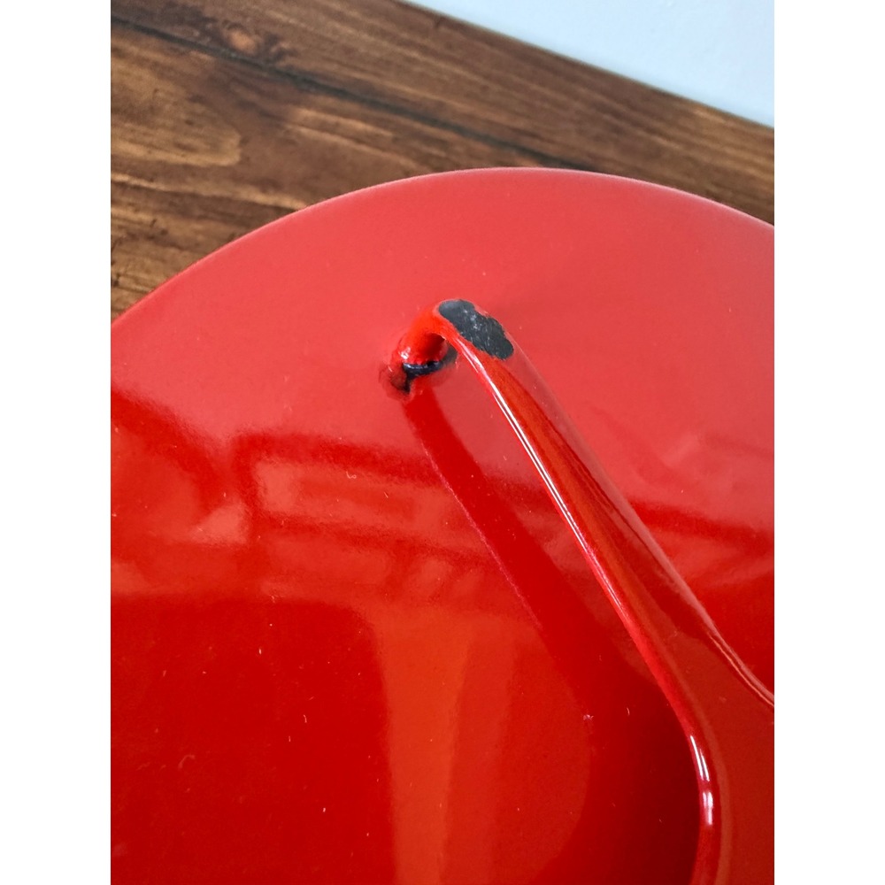 Dansk Kobenstyle Red Enamel Saucepan Jens Quistgaard Teak Handle Lid Trivet - Picture 3 of 14